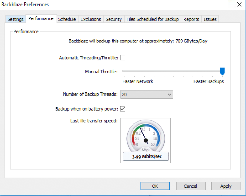 Backblaze tuning